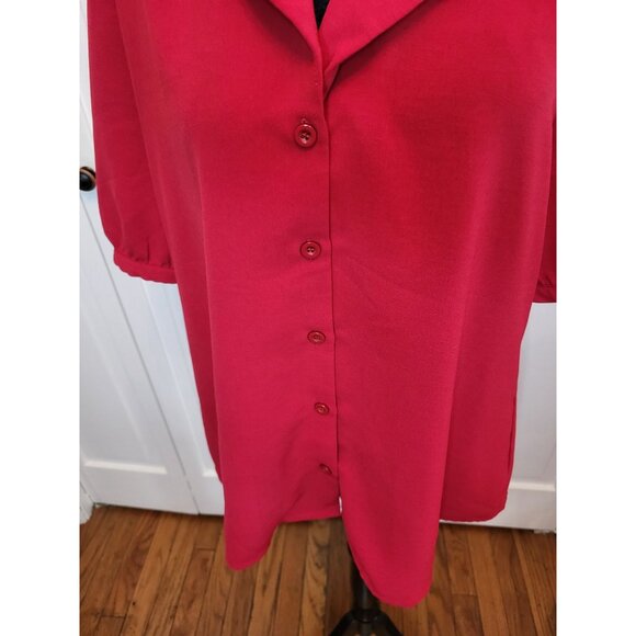 Grace Karin Red Button Up Shirt Puff Sleeves XL Retro Twee Feminine Valentine - Picture 5 of 6